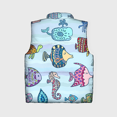 Женский жилет Кит, черепаха, акула и другие обитатели океана / 3D-Черный – фото 2