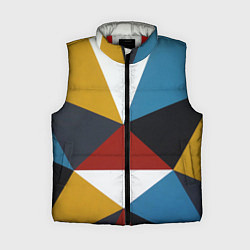 Женский жилет Абстрактный набор разноцветных геометрических фигу, цвет: 3D-красный