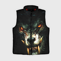 Женский жилет Злой волк с длинными клыками, цвет: 3D-красный