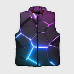 Женский жилет Фиолетовый градиент - неоновые геометрические плит, цвет: 3D-красный