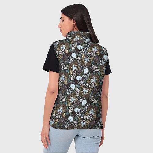 Женский жилет Череп и женщина / 3D-Красный – фото 4