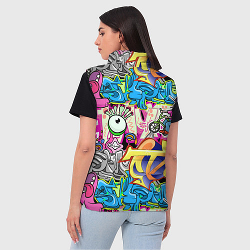 Женский жилет Велосипедист и глаз граффити / 3D-Красный – фото 4