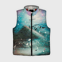 Женский жилет Абстрактный голубой туман, краски и блёстки, цвет: 3D-красный