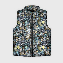 Женский жилет Космонавт, ракета и планета, цвет: 3D-черный