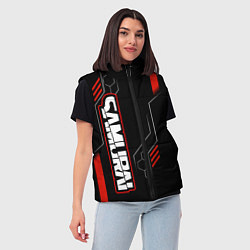 Женский жилет Samurai - Красный техно - Киберпанк, цвет: 3D-красный — фото 2