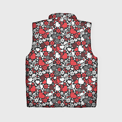 Женский жилет Череп, сердца и цветы / 3D-Светло-серый – фото 2