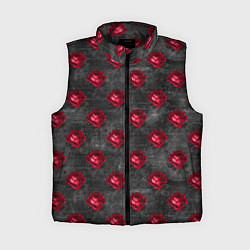 Женский жилет Красные бутоны цветов, цвет: 3D-черный
