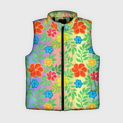 Женский жилет Яркий цветочный узор на радужном фоне