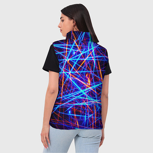Женский жилет Красно-синие неоновые линии / 3D-Красный – фото 4