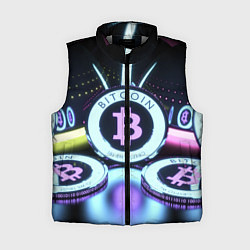 Женский жилет Неоновый светящийся биткоин, цвет: 3D-светло-серый