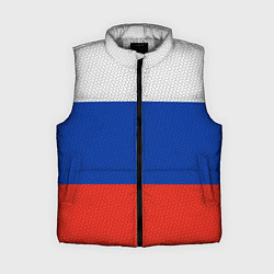 Женский жилет Триколор - флаг России плетёный, цвет: 3D-светло-серый