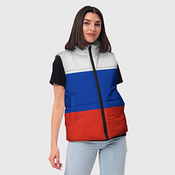 Женский жилет Триколор - флаг России плетёный, цвет: 3D-черный — фото 2