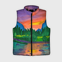 Женский жилет Закат на реке, цвет: 3D-черный
