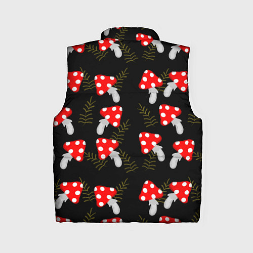 Женский жилет Мухоморы на черном фоне / 3D-Черный – фото 2