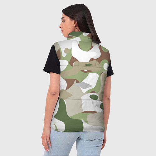 Женский жилет Камуфляж зимний лес крупный / 3D-Красный – фото 4