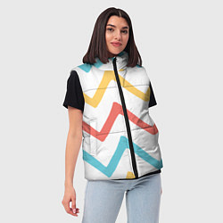 Женский жилет Волнообразные жёлтые, красные и синие линии, цвет: 3D-красный — фото 2