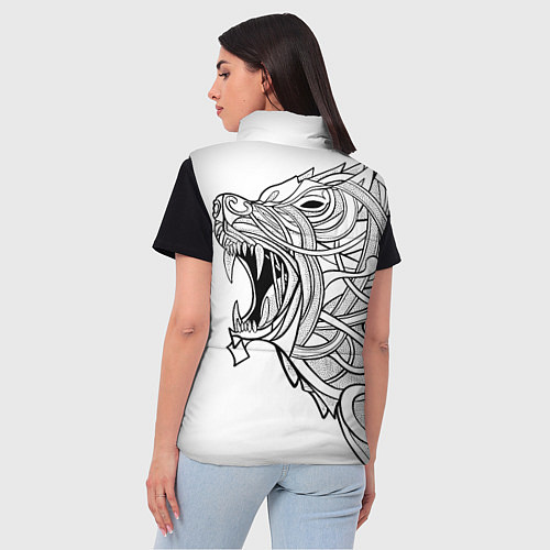 Женский жилет Медведь тату арт / 3D-Красный – фото 4