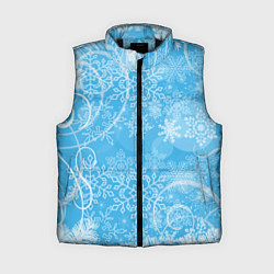 Женский жилет Морозный узор на голубом стекле, цвет: 3D-черный