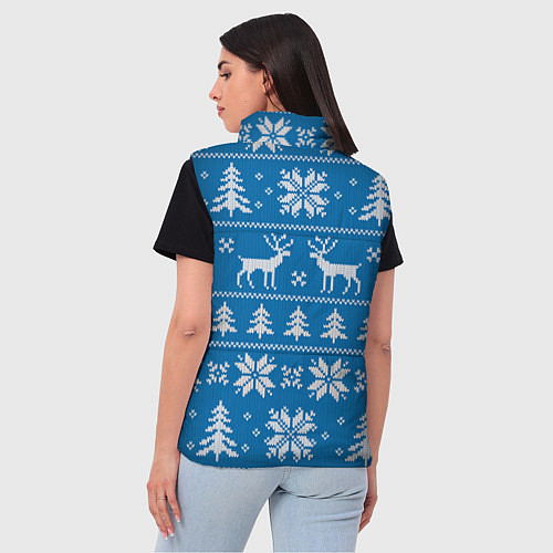 Женский жилет Рождественский синий свитер с оленями / 3D-Красный – фото 4