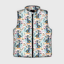 Женский жилет Новогодний паттерн - Кролики и веточки