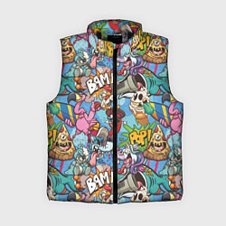 Женский жилет Сумасшедший поп-арт, цвет: 3D-черный