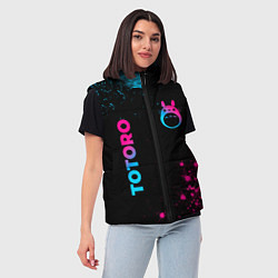Женский жилет Totoro - neon gradient: надпись, символ, цвет: 3D-черный — фото 2