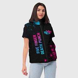 Женский жилет Five Finger Death Punch - neon gradient: надпись,, цвет: 3D-черный — фото 2