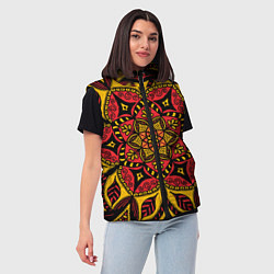 Женский жилет Мандала в стиле хохломы, цвет: 3D-красный — фото 2