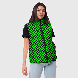 Женский жилет Зелёная шахматка - паттерн, цвет: 3D-красный — фото 2
