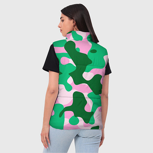 Женский жилет Абстрактные зелёно-розовые пятна / 3D-Красный – фото 4