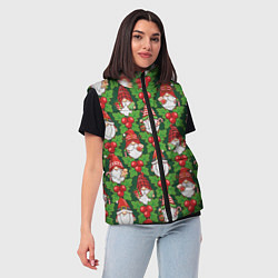 Женский жилет Новогодние гномы - паттерн, цвет: 3D-светло-серый — фото 2