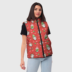 Женский жилет Новогодние гномы-паттерн, цвет: 3D-светло-серый — фото 2