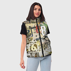 Женский жилет Восьмёрка на фоне рваных афиш, цвет: 3D-красный — фото 2