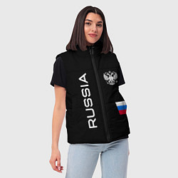 Женский жилет Россия и три линии на черном фоне, цвет: 3D-светло-серый — фото 2