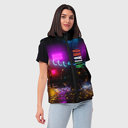 Женский жилет Неоновые улицы ночного Милана, цвет: 3D-черный — фото 2