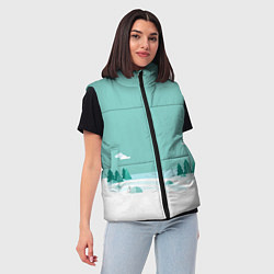 Женский жилет Бирюзовый зимний лес, цвет: 3D-черный — фото 2