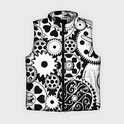 Женский жилет Шестеренки в черно-белом стиле, цвет: 3D-светло-серый