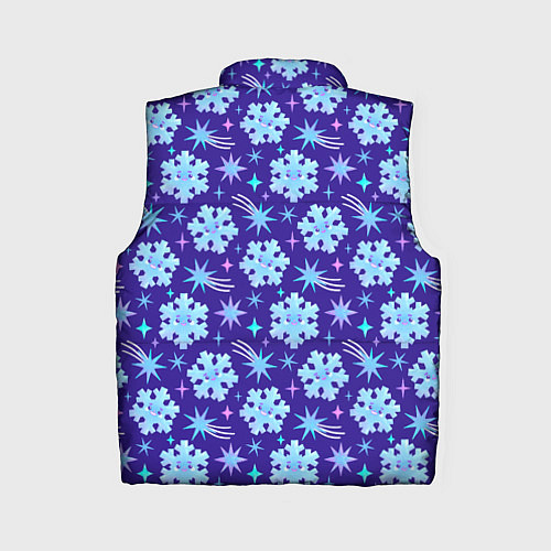 Женский жилет Снежинки со звездами в синем небе / 3D-Черный – фото 2