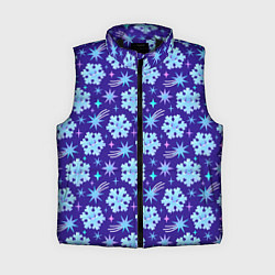 Женский жилет Снежинки со звездами в синем небе