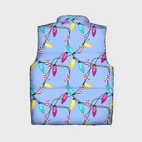 Женский жилет Новогодняя гирлянда голубая / 3D-Черный – фото 2