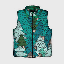 Женский жилет Ежи в еловом лесу, цвет: 3D-светло-серый