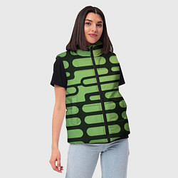 Женский жилет Зелёный прямоугольный паттерн на чёрном фоне, цвет: 3D-красный — фото 2