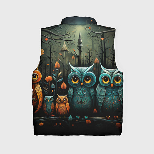 Женский жилет Совы в стиле Folk Art / 3D-Черный – фото 2