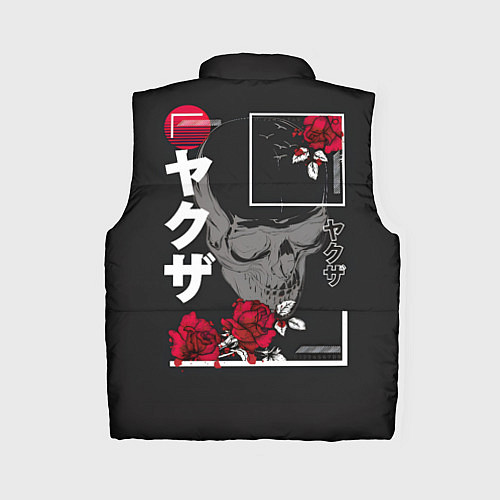 Женский жилет Цветы иероглифы череп / 3D-Черный – фото 2
