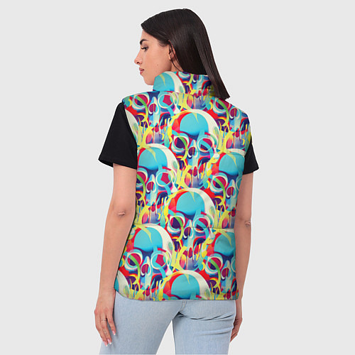 Женский жилет Черепа кислотный узор / 3D-Красный – фото 4