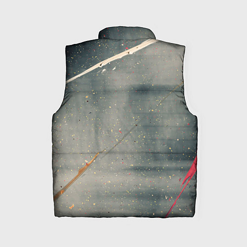 Женский жилет Серый туман и красные, оранжевые, белые мазки крас / 3D-Черный – фото 2