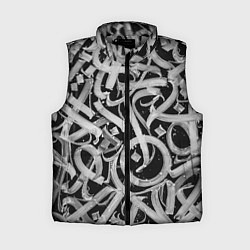 Женский жилет Черно-белая каллиграфия, цвет: 3D-светло-серый