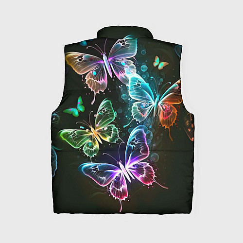 Женский жилет Неоновые дикие бабочки / 3D-Черный – фото 2