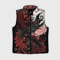 Женский жилет Красный Irezumi узор, цвет: 3D-черный