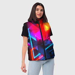 Женский жилет Neon stripes color, цвет: 3D-красный — фото 2